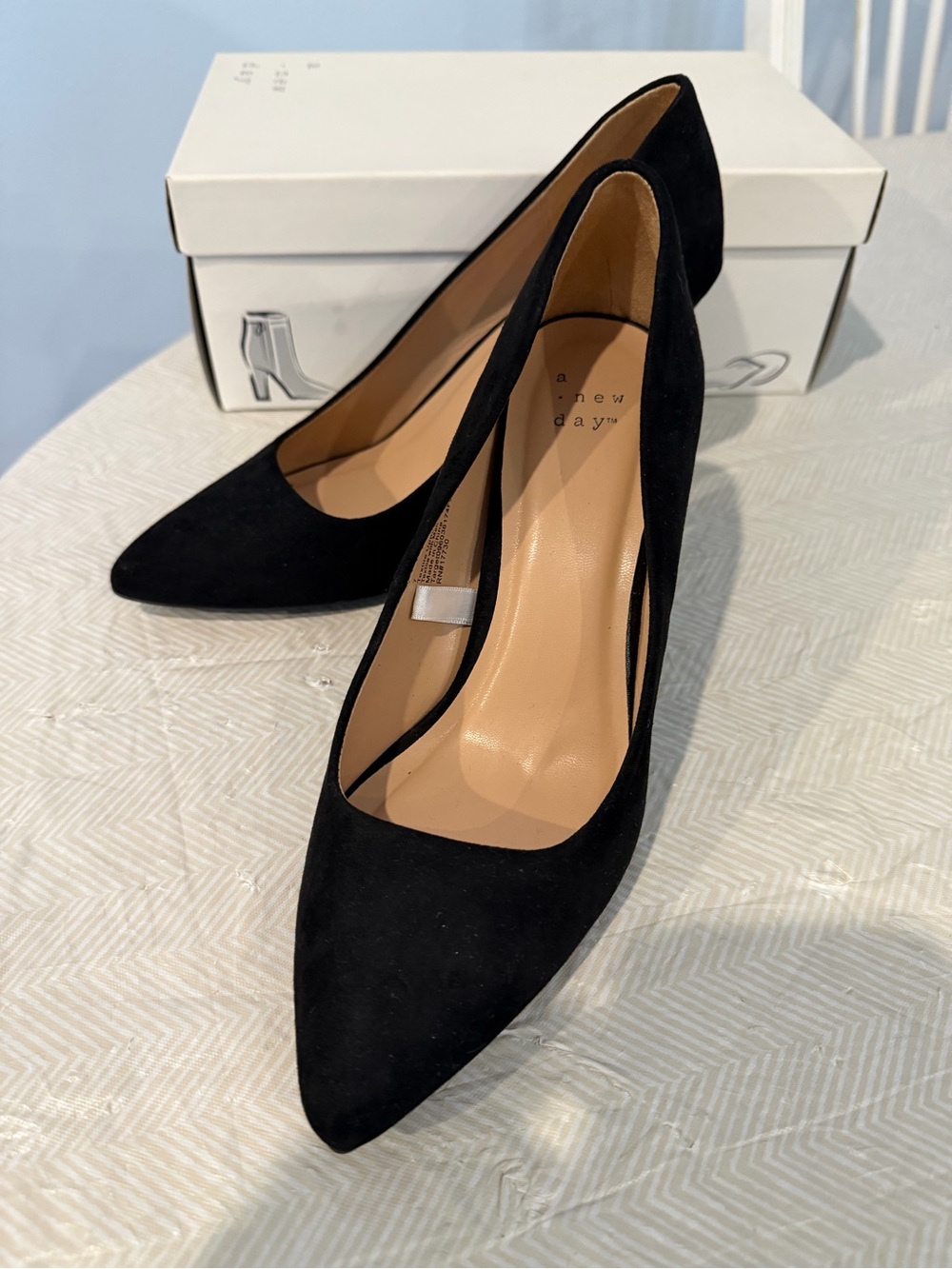 a new day Black Pointed-Toe Suede Heels